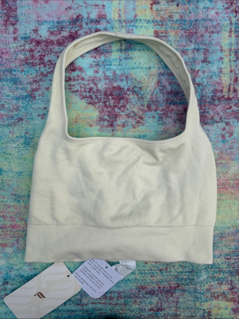 Fabletics Cream Ribbed Shoulder Bag